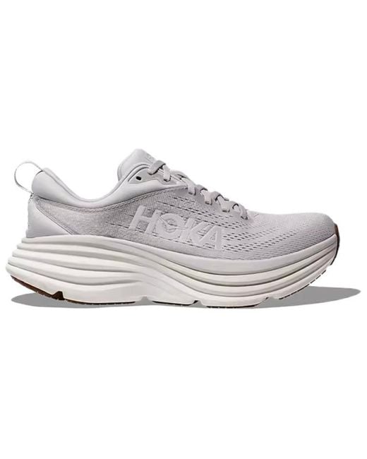 Hoka One One White Bondi 8 'Lunar Rock' for men