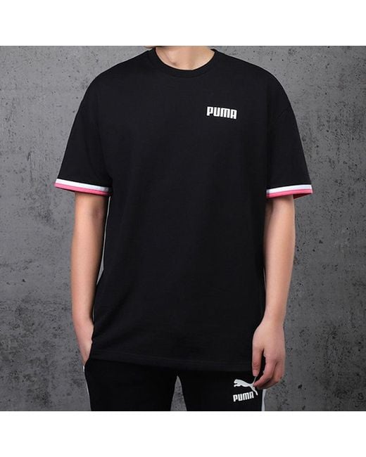 PUMA Black Casual Sports Breathable Round Neck Knit Short Sleeve for men