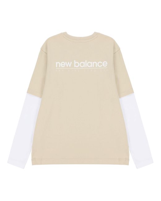 New Balance Natural Contrasting Colors Sports Round Neck Pullover Apricot Color T-shirt