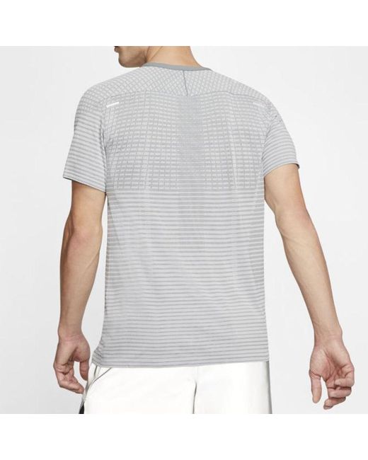 Nike Gray Techknit Ultra Casual Sports Round Neck Short Sleeve Light for men