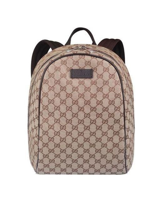 Gucci Brown Logo Leather Logo Canvas Schoolbag Backpack