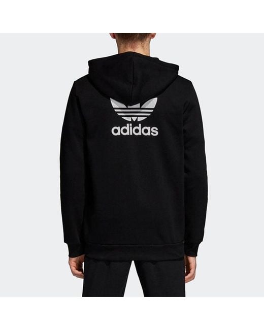 Adidas Black Originals Trf Flc Hoodie Zipper Fleece Lined Stay Warm Hooded Jacket for men