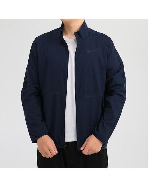 Nike Blue Dri-Fit Woven Training Casual Sports Jacket Obsidian for men