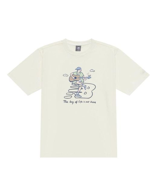 New Balance White X Pk Guitar Graphic T-Shirt 'Ivory'