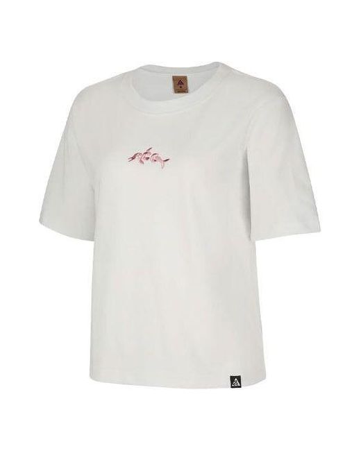Nike White (Wmns) Acg Dolphin Printing Sports Round Neck Short Sleeve