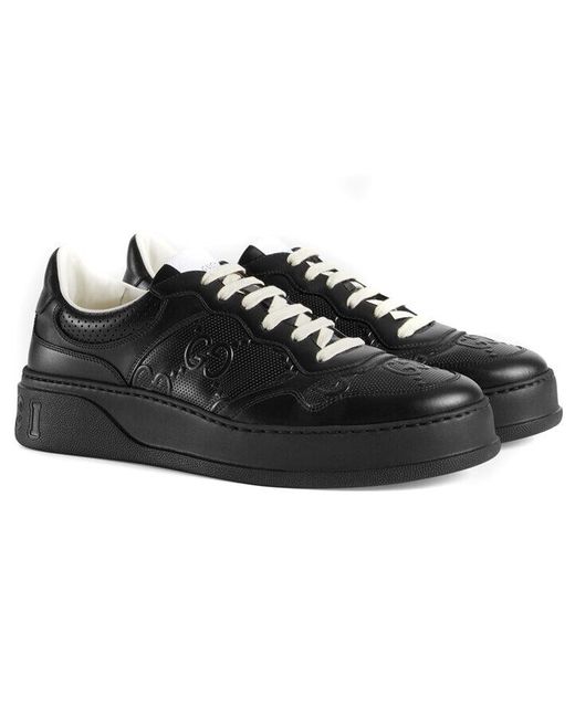 Gucci Black Gg Embossed Sneaker Leather' for men