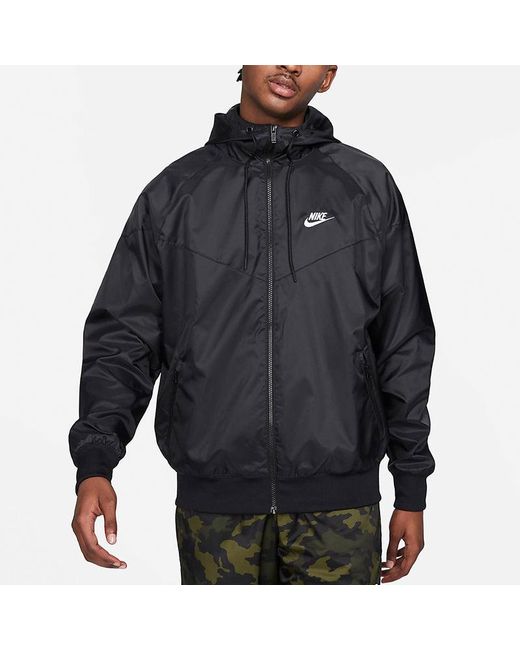 Nike Black Sports Zipper Hooded Windproof Jacket for men