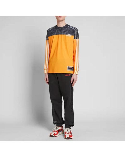 Adidas Orange Originals X Alexander Wang Crossover Breathable Alphabet Printing Stripe Colorblock Long Sleeves T-Shirt for men