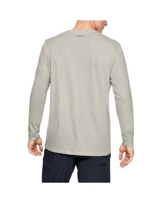 Under Armour Gray Half Logo Training Sports Long Sleeves T-Shirt for men