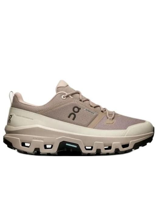 On Shoes Brown Cloudrock Low Wp 'Cinder Fog' for men