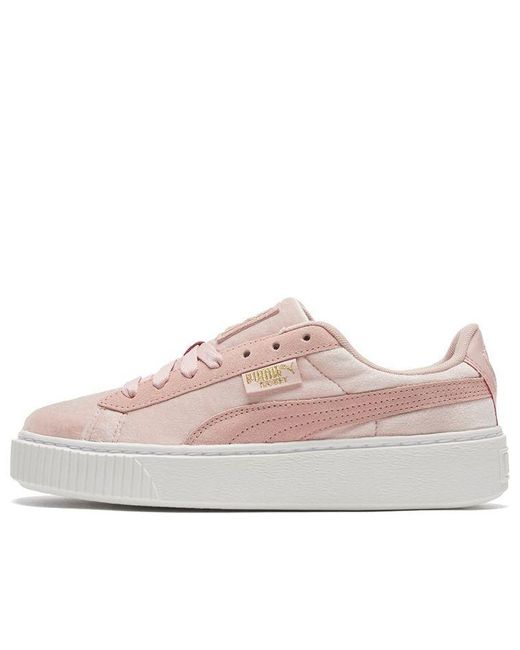 PUMA Platform Velvet Pink/white Low Casual Board Shoes | Lyst
