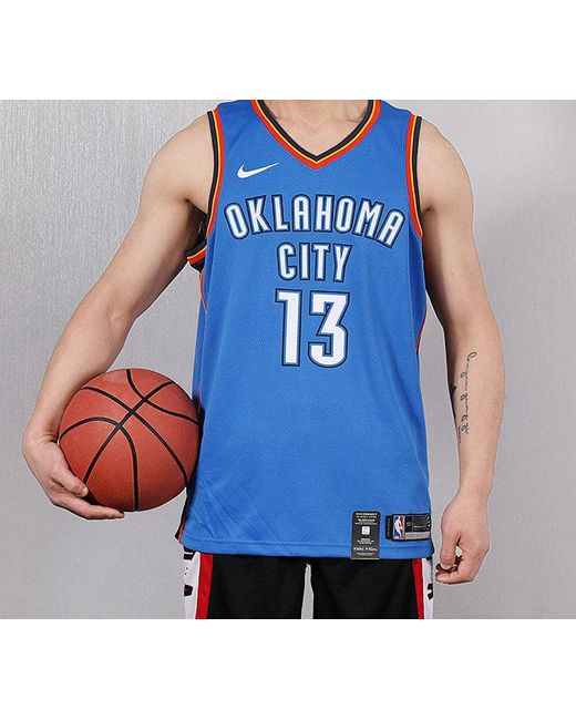 Nike Blue Nba Basketball Jersey Sw Fan Edition Oklahoma City Thunder Paul George No. 13 for men