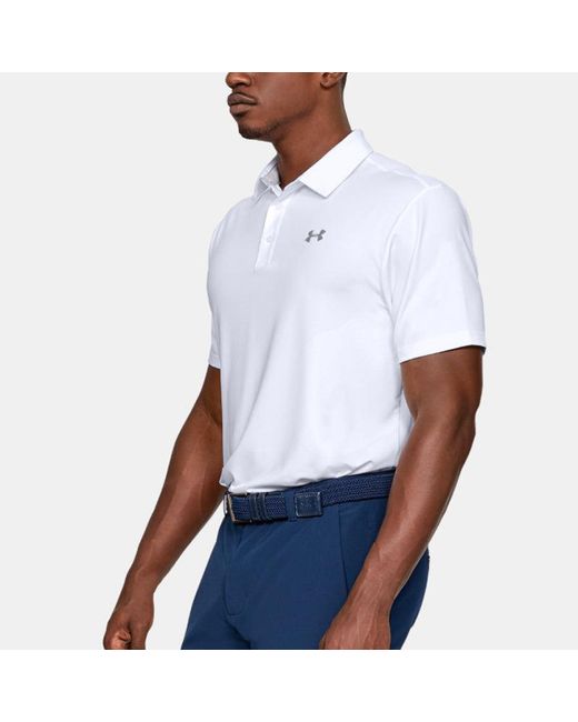 Under Armour White Playoff 2.0 Golf Polo Shirt for men