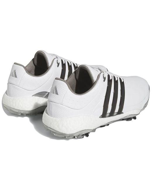 Adidas White Tour360 22 Boost Golf Shoes 'Cloud Metallic' for men