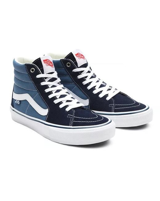Vans Blue Skate Sk8-Hi Splicing Contrasting Colors Casual Sports Skateboarding Shoes for men