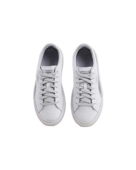 PUMA White (Wmns) Basket Platform Bling