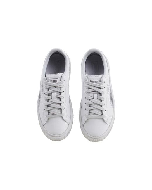 PUMA White (Wmns) Basket Platform Bling