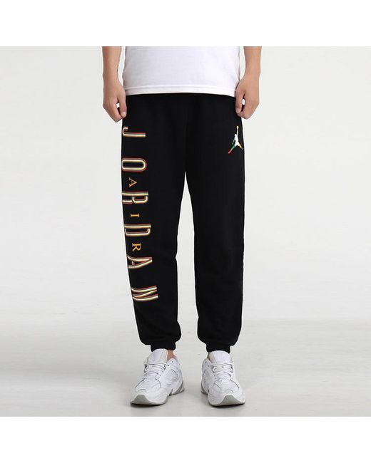 Nike Black Colorful Flying Logo Printing Sports Long Pants for men