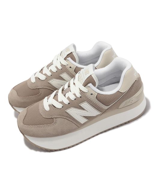 New Balance White (Wmns) 574+ 'Driftwood Timberwolf'