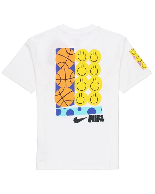Nike White Smiling Face Basketball Pattern Printing Breathable Sports Short Sleeve for men