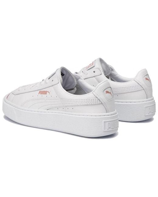 PUMA White (Wmns) Basket Platform Metallic Rose'