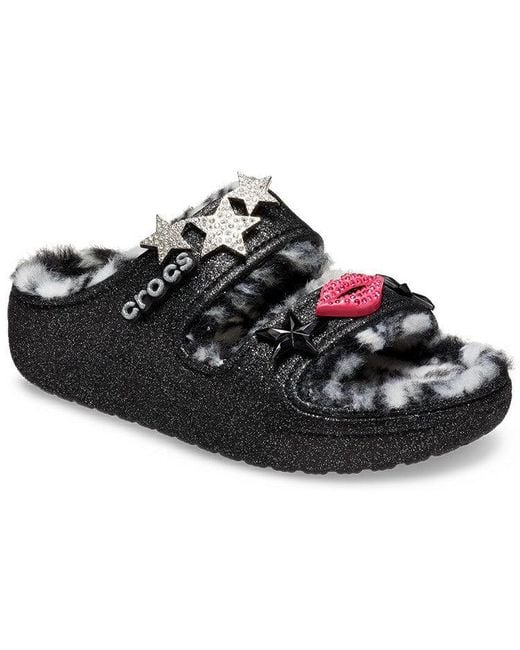 CROCSTM Black Classic Cozzzy Disco Glitter Sandals