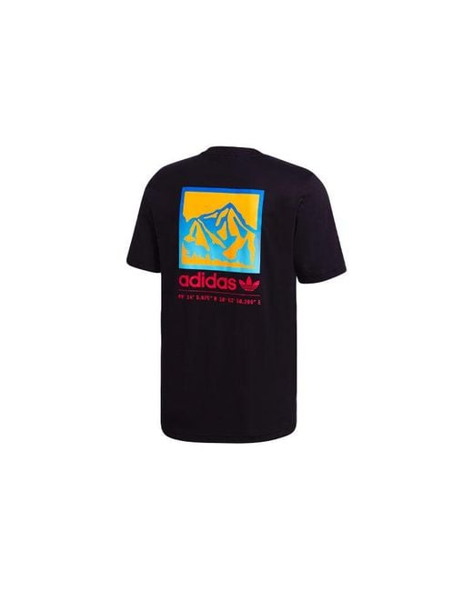 Adidas Black Originals Pattern Printing Casual Sports Short Sleeve for men