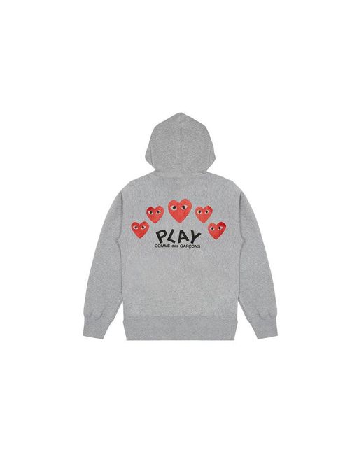 COMME DES GARÇONS PLAY Gray Multi Heart Zip Up Hoodie for men