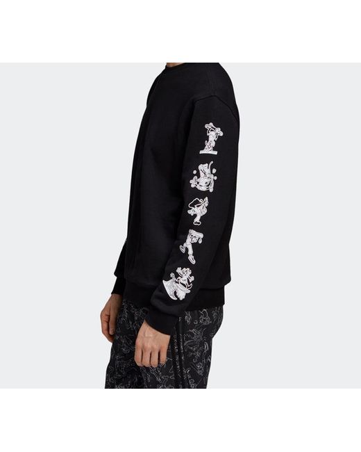 Adidas Black X Disney Goofy Crew Crossover Pullover for men