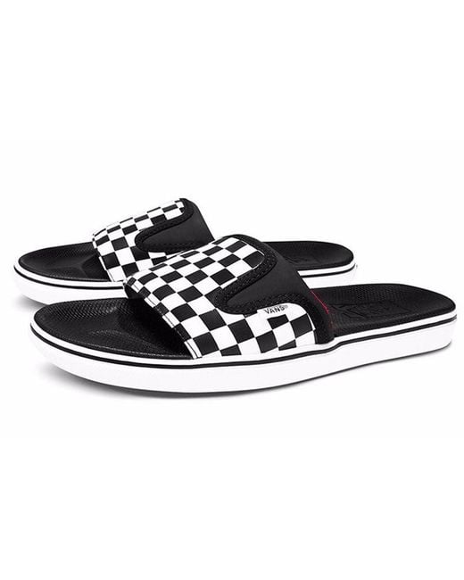 Vans White Ultracush Slide-Onslippers/ Chess Board And for men
