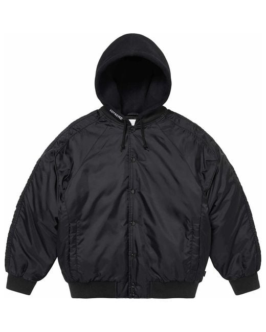 ウォームアップウェア Supreme NCAA Hooded Stadium Jacket Black Supreme Mitchell & Ness NCAA Hooded Stadium Jacket (FW24) - $368