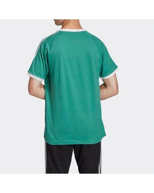 Adidas Green Originals 3-Stripes Tee Casual Round Neck Loose Logo Stripe Short Sleeve for men