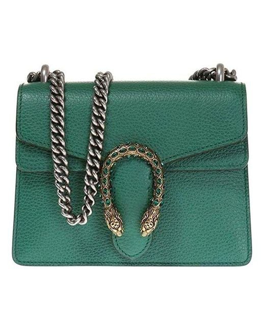 Gucci Green (Wmns) Dionysus Tiger Head Leather Chain Shoulder Messenger Bag Mini Classic