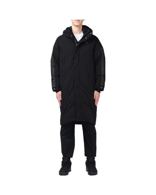 New Balance Black Street Style Long Down Jacket for men