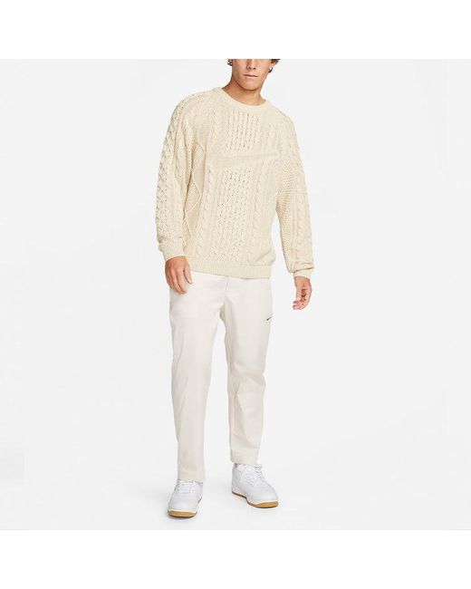 Nike Natural Solid Color Round Neck Knit Long Sleeves Wool Sweater Yellow for men