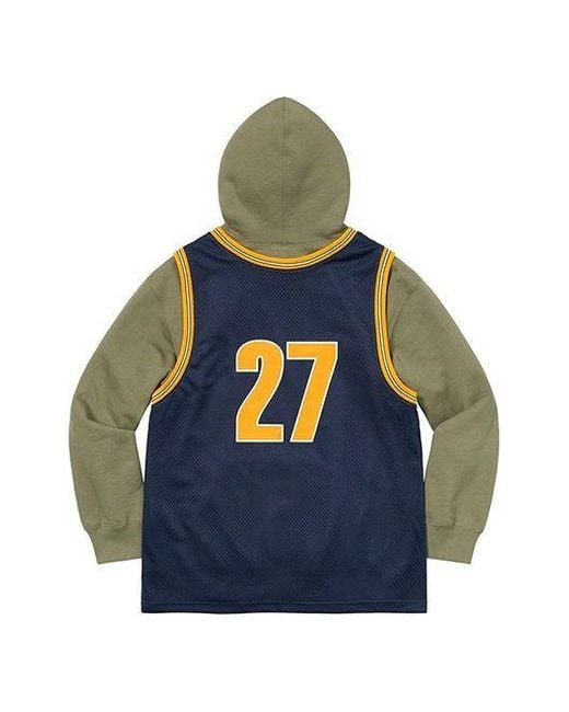 Supreme Blue Basketball Jersey Hooded Sweatshirt for men