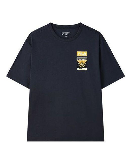 Fila Blue Printing Loose Short Sleeve for men