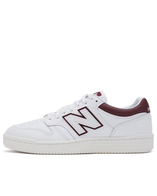 New Balance White 480 Burgundy' for men