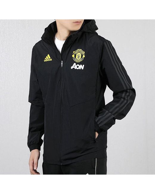 Adidas Blue Soccer/Football Manchester United Woven Stand Collar Jacket for men