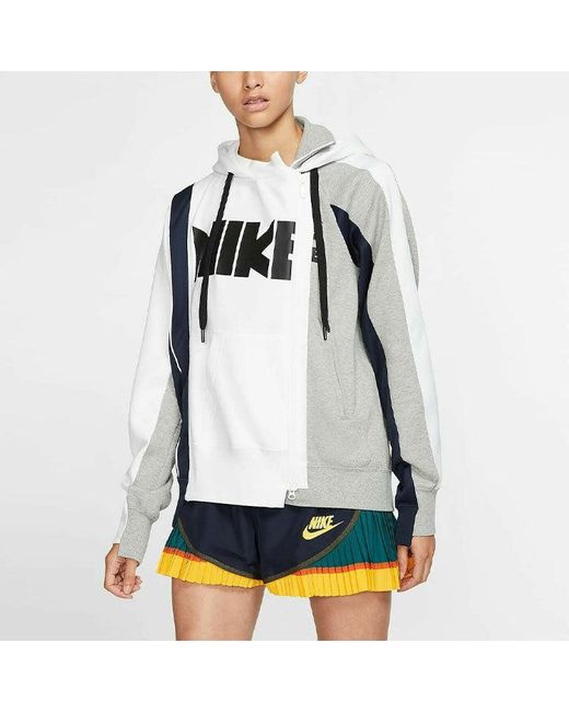 Nike White (Wmns) X Sacai Double-Zip Hoodie 'Obsidian'