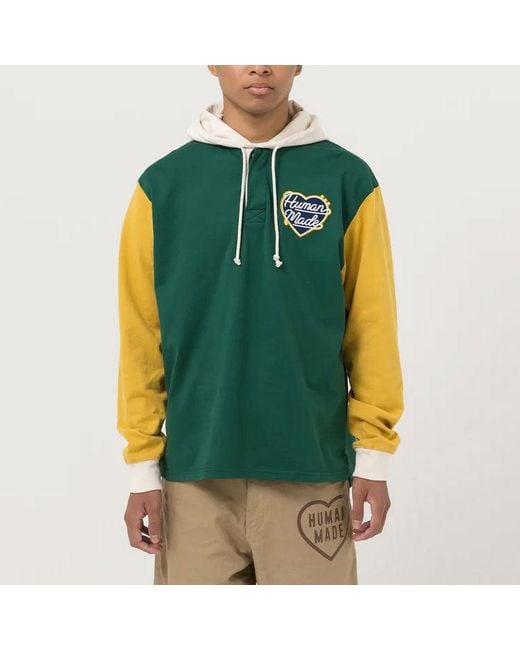 Human Made Green Rugby Shirt Hoodie for men