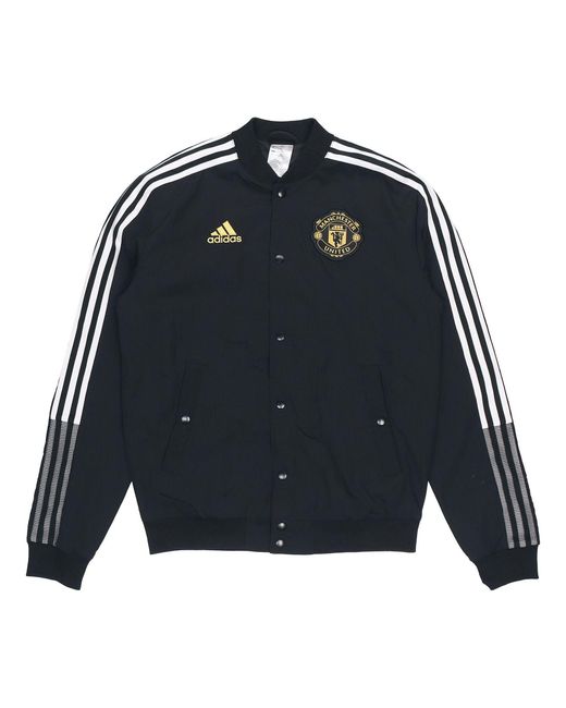 Adidas Blue Mufc Cny Bomber Series Soccer/Football Sports Printing Aviator Jacket for men
