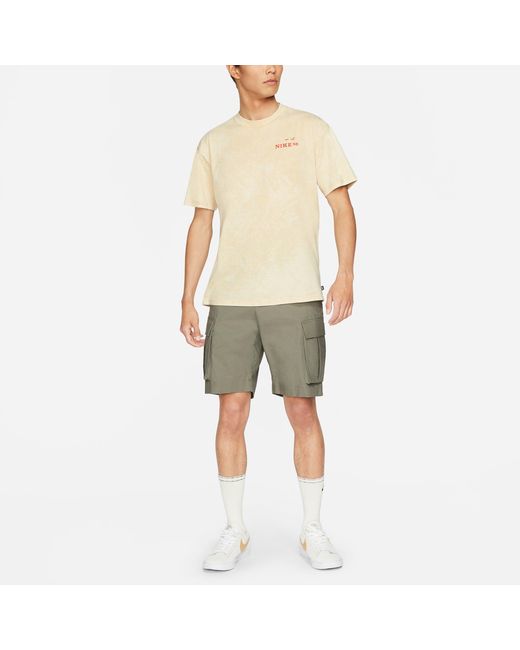 Nike Natural Sb Back Printing Washed Sports Skateboard Short Sleeve for men