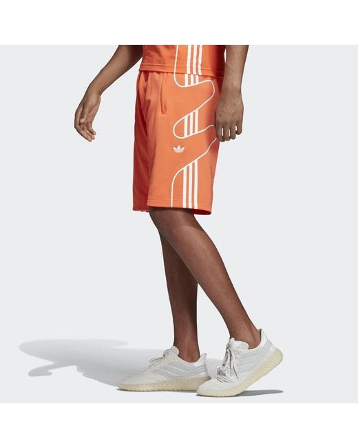 Adidas Orange Originals Pattern Printing Casual Sports Shorts for men