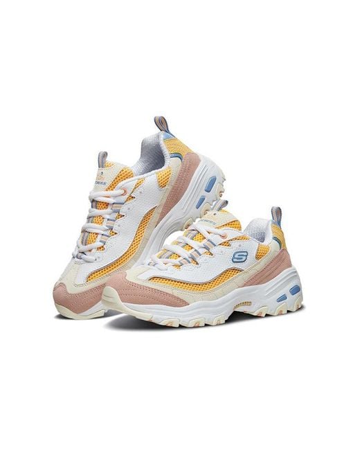 Skechers White (Wmns) D'Lites 1.0 Low Running Shoes Gs