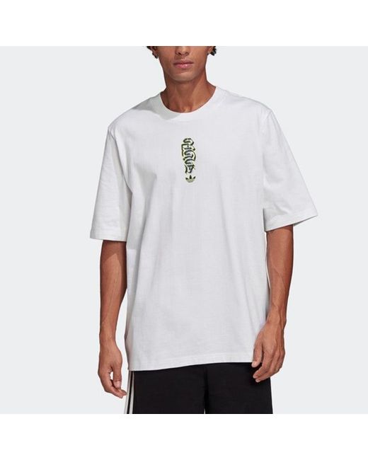 Adidas White Originals Graphic Tee 3 Graffiti Printing Round Neck for men