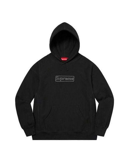 Supreme Black X Kaws Chalk Logo Hooded Sweatshirt for men