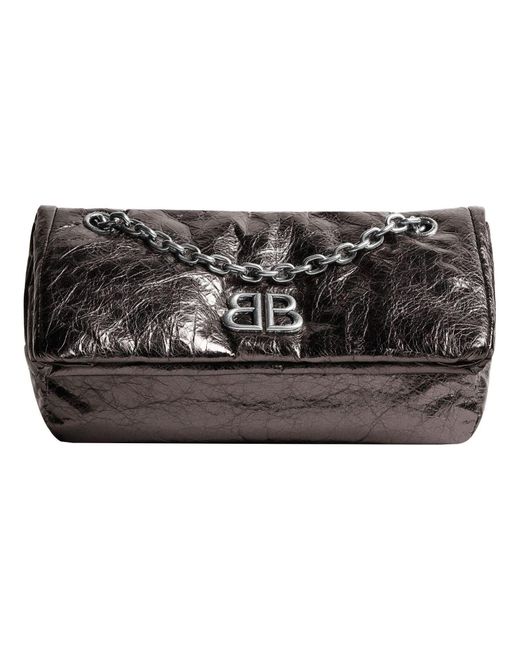 Balenciaga Black (Wmns) Monaco Small Chain Bag Metallized 'Dark'