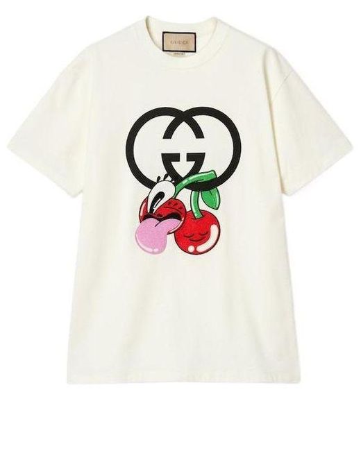 Gucci White (Wmns) Cotton Jersey Printed T-Shirt 'Off'