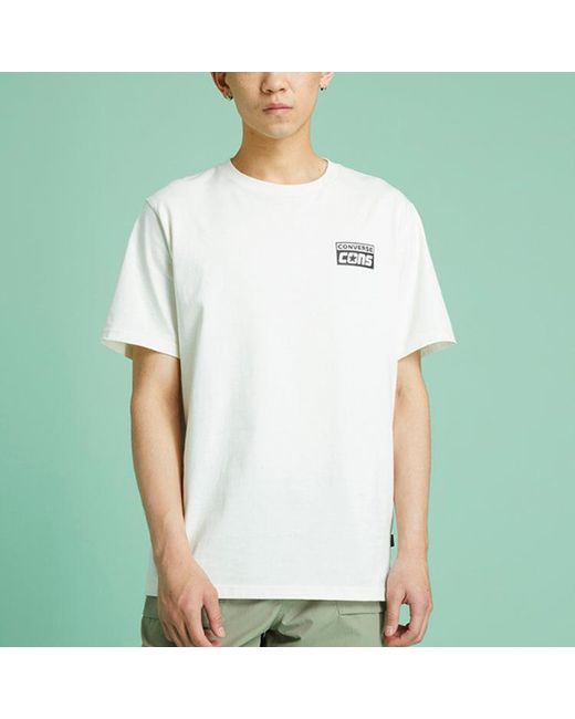 Converse White Alphabet Logo Printing Retro Casual Short Sleeve Cream for men